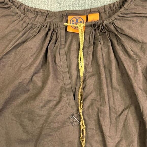 Vintage Tory Burch Women’s Size 6 Brown Long Sleeve Blouse Top Shirt Tassle - Picture 2 of 7